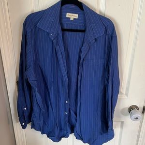 Tommy Bahama Men’s Dress shirt. blue with white stripes. neck 18, 34/35